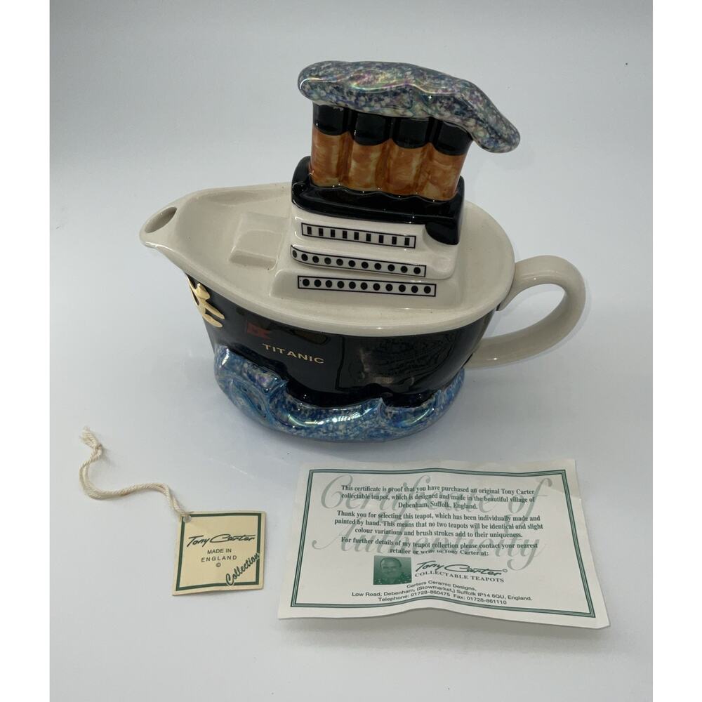 Tony Carter Titanic Teapot With Certificate Of Authenticity